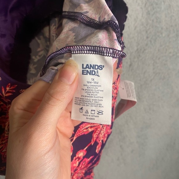 NWT Lands end tankini top swimsuit wide straps tropical vacation resortwear 1X - Picture 10 of 11